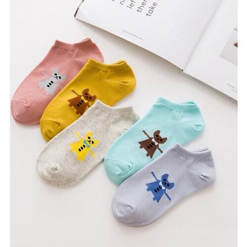10 pieces = 5 pairs Autumn winter new Japanese small fresh cotton cartoon female slippers socks cotton socks women socks