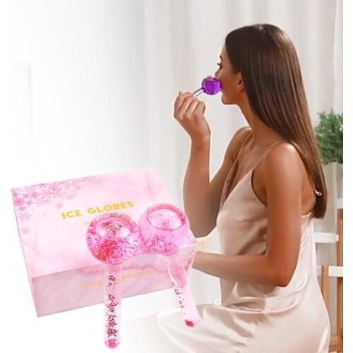 2pcs Large Beauty Ice Hockey Energy Beauty Crystal Ball Facial Cooling Ice Globes Water Wave Face and Eye Massage Skin Care