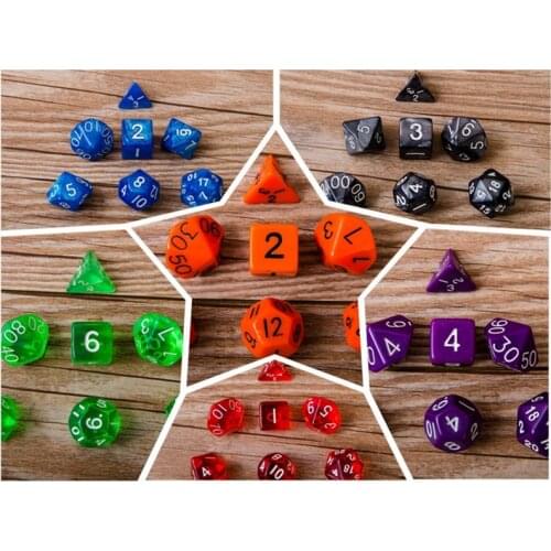 20 Kinds Option Polyhedral Dice 7 PCS/LOT High Quality Digital Dice With Pearlized Effect Dice Set