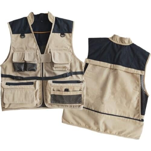 2021 Mens Multi-Pocket Classic Waistcoat Tactical Breathable Sleeveless Hiking Coat Work Vest Photographer Outdoor Mesh Jacket