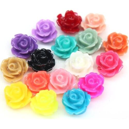 250pcs Mixed Color Rose Beads, Flower Beads, Drilled Flowers, 10mm Flower Beads, 1mm Hole