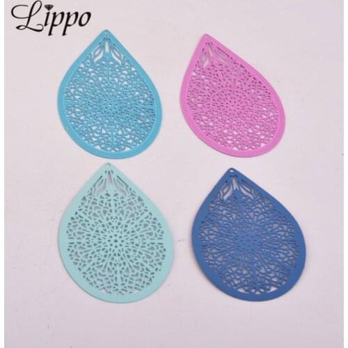 30pcs BA1533 49*33mm Matte Color Filigree Water Drop Big Charm Brass Teardrop Pendant