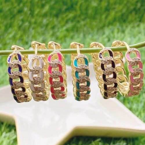 5 Pairs Zircon Hoop earrings Enamel colorfule Hoop earrings women Drop earrings Gift for women jewelry 51700