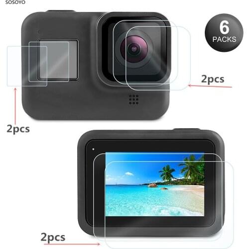 6Pcs HD Tempered Glass Screen Protector Film Lens Protector film For Gopro Hero 8 black Sport Camera Accessories