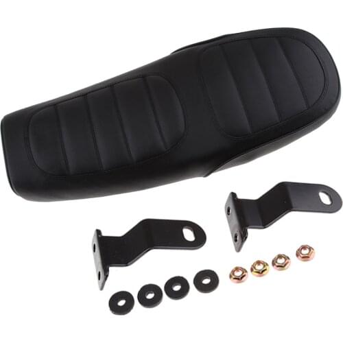 63cm Long Motorcycle Cafe Racer Retro Vintage Seat Flat Brat Saddle Cushion (Black)Car Accessories