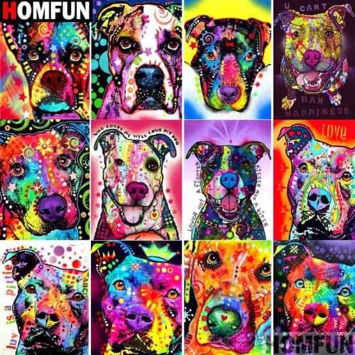 HOMFUN Full Square/Round Drill 5D DIY Diamond Painting "Color dog" 3D Embroidery Cross Stitch 5D Home Decor Gift A13171