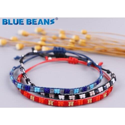 Bohemian Crystal Beads Bracelets For Women Handmade Friendship Braided Rope Bracelet Adjustable Red Charms Bracelet Girl Jewelry