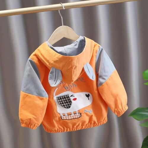 Spring Autumn Girls Jacket Long Sleeve Zipper Coat Hooded Cartoon Children Girls Coats Boys Clothes