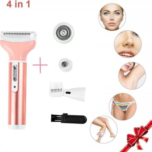 Womens Hair Removal Electric Shaver Ladies Razor 4 in 1 for Legs Bikini Facial Nose Ears Eyebrows Body Hair Trimmer, EU Plug