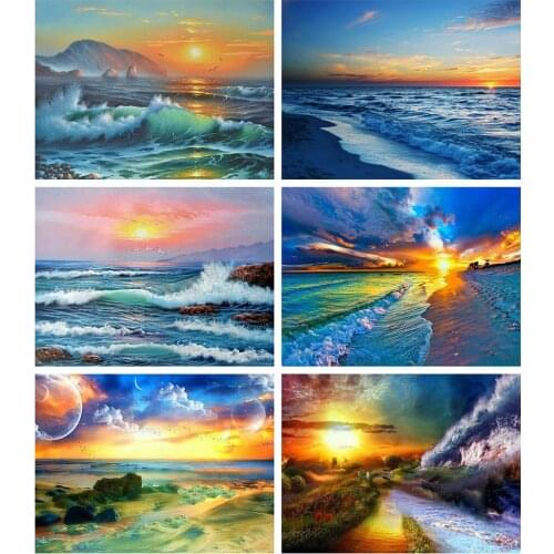 Evershine Full Square Diamond Painting Cross Stitch 5D DIY Diamond Embroidery Sea Scenery Rhinestone Pictures Home Decoration