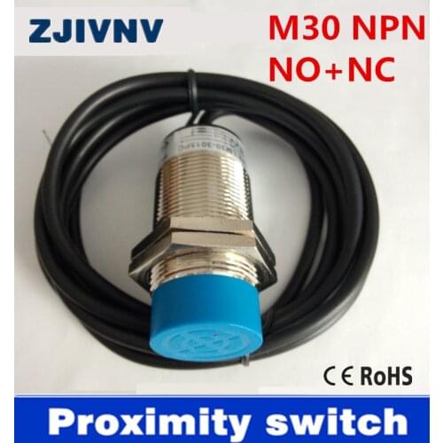 1pc M30 NPN NO+NC normally open and close proximity inductive sensor switch DC6-36V 4 wires, detect sensor detect distance 15mm