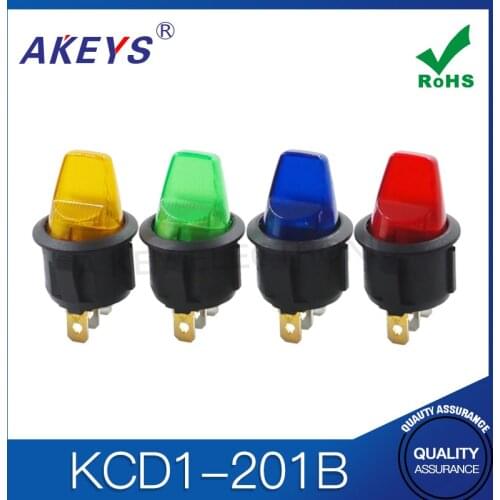 5PCS KCD1-201B 3 pins 2 Position Rocker Switch for ironing machine with Lamps of various colors