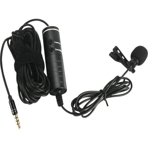 Clip-on Lapel Mic 3.5mm Jack Podcast Interview Condenser Lavalier Microphone