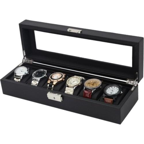 Watch Box Leather Display Glass Top Jewellery Case 1/2/5/6/9/10/12 Slots