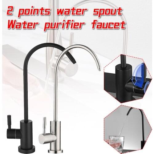 1/4" Purified Water Faucet Stainless Steel 360 Degree Rotating Spout Osmosis RO Drinking Water Filter Small Water Outlet Faucet