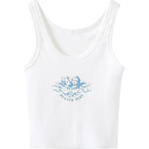 Slim Girls Soft Cotton Camis 2021 Summer Fashion Ladies Vintage Tops Streetwear Women Sexy Embroidery Threaded Short Sling