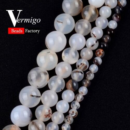 Wholesale Natural White Agates Onyx Stone Round Loose Beads For Needlework Jewelry Making 4mm-12mm Diy Bracelet 15" Perles