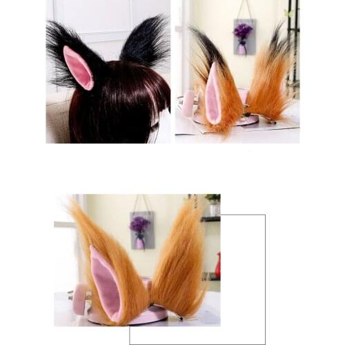 Lolita Anime Fox Ear Hairpin Props Fur Furry Animal Cosplay Prop Carnival Party Christmas Headwear