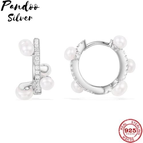 Fashion Charm Sterling Silver Original 1:1 Replica,Silver Saturne Hoop Luxury Earrings With Pearls Jewelry Gift For Female