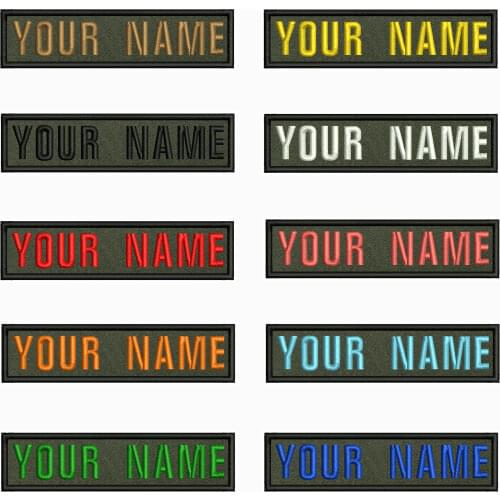 Army green background 10X2.5cm Embroidery Custom Name Text Patch Stripes badge Iron On Or Sew On Or Velcro Backing Patches