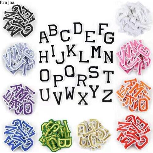 Prajna 26pcs/lot 7 Colors English Letters Patches Embroidered Patches For Clothing Appliques Iron On Patch DIY Name Logo Badges
