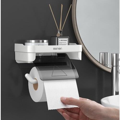 Wall-Mounted Bathroom Roll Paper Storage Rack Toilet Shelf Multifunction Waterproof Household Bathroom Accessories Without Drill