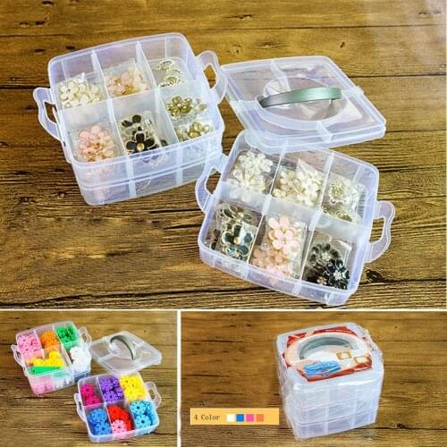 New Brand 3 Layers 18 Grids Removable Plastic Transparent Storage Box,Jewelry/Earring/Tools Container Organizer