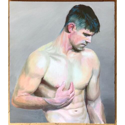 Original Oil Painting, Male Nude , Man, Boy, Model, Beauty, Hand Made