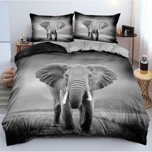 3D Elephant Beddings Comforter Covers Quilt Cover Sets Pillow Shames Full King Queen Double Size Custom Design Gray Bed linens