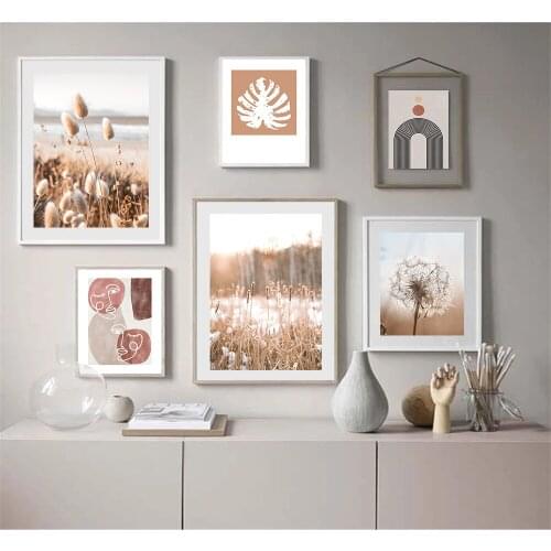 Reed Dandelion Weed Leaf Plant Wall Art Poster And Print Geometry Arch Line Drawing Canvas Painting Landscape Picture Home Decor