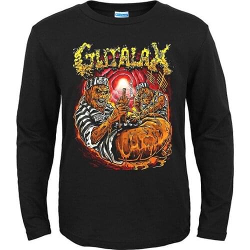 3 designs Gutalax Rock Brand full sleeves shirt 3D Demon skull Hardrock heavy thrash Metal 100%Cotton tee camiseta Streetwear