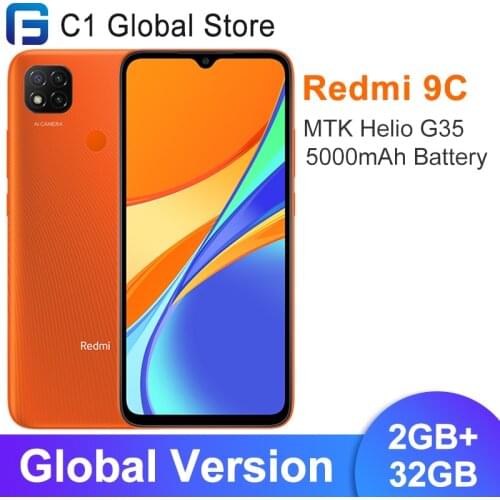 Global Version Xiaomi Redmi 9C 2GB 32GB Mobile Phone MTK Helio G35 Octa Core 6.53" DotDrop Display 13MP Triple Camera 5000mAh
