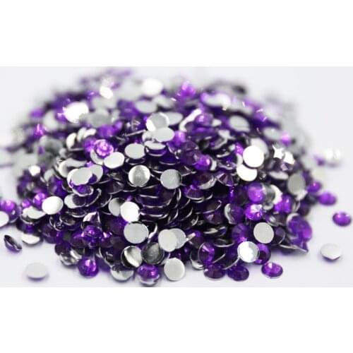 Amethyst Color 3,4,5,6mm Flatback стразы Resin Non hotfix Rhinestones in Bulk Package Plastic Nail Art Decoration for Garment