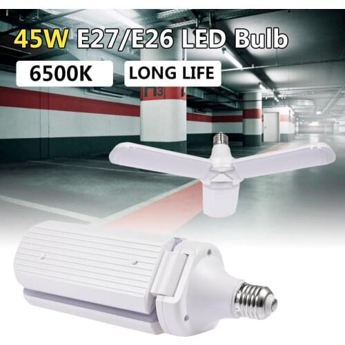 E27 LED Garage Light Foldable Super Bright Bulb LED Ceiling Fan Blade Lamp SMD2835 60W/ 45W Home Energy Saving Lights Lighting