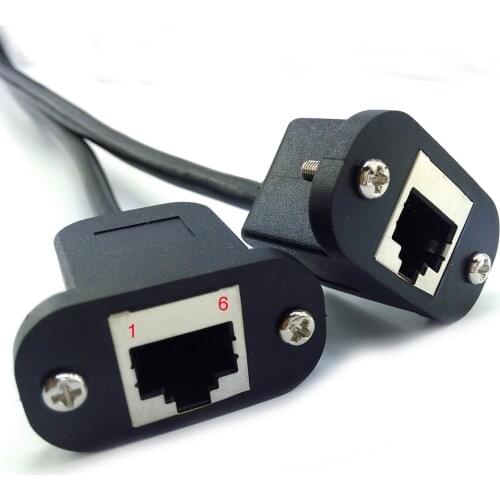 RJ11 rj12 Telephony Female Socket Bulkhead Panel Mountable Extension Cable