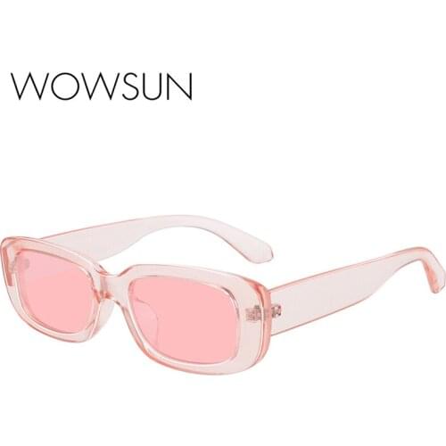 WOWSUN Square Sunglasses Men Women Travel Small Rectangular Sun Glasses Retro Vintage Style WO-008