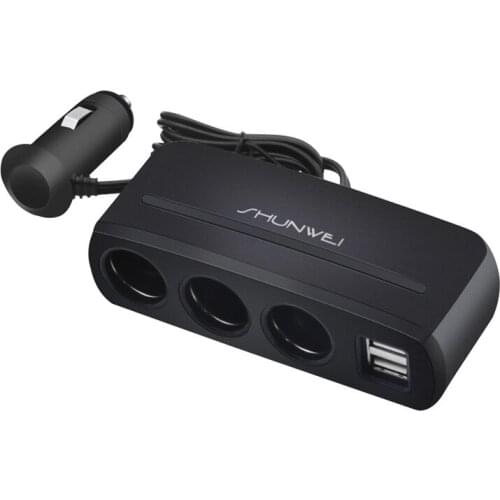 Shunwei Mobile Phone Charger Dual USB Car Charge Independent Switch One and Three Points Smoke Socket SD-1939