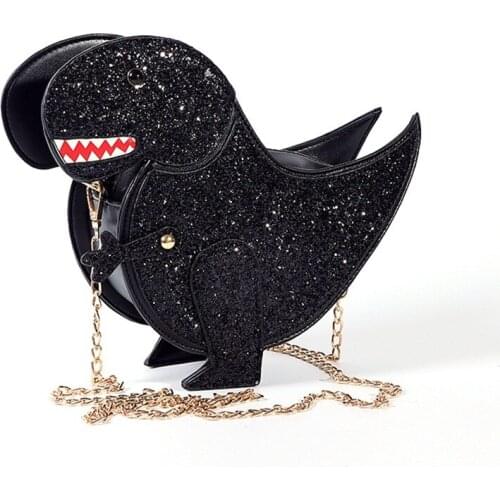 Women Personality Sequin Dinosaur Shoulder Bag Casual Ladies Mini Flap Handbag Crossbody Messenger Bags Cute Bag For Gifts Bolsa