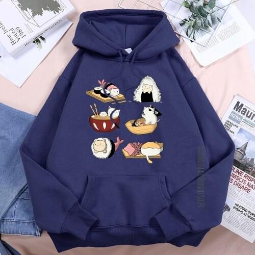 Sushi Cat Lovely Food Woman Hoodies Printed 2021 Spring Fashion Hoody Harajuku Casual Hooded Hip Hop Women Streetwear