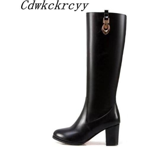 Women Boots winter New style Leisure time Round head Side zipper Keep warm High cylinder Boots brown black white Chivalry boots