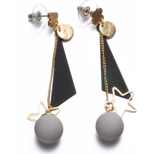 Nyren 2017 Star Geometric shape & Ball Charms Black/Purple Options Popular Dangle Earrings For Women Fashion Jewelry ES0252