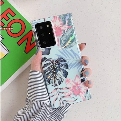 Laser Flower Leaf Phone Case For Samsung A51 A71 S20 FE A21S S21 S20 S10 Plus A50 A70 A41 Note 20 Ultra Soft Bumper Phone Cover