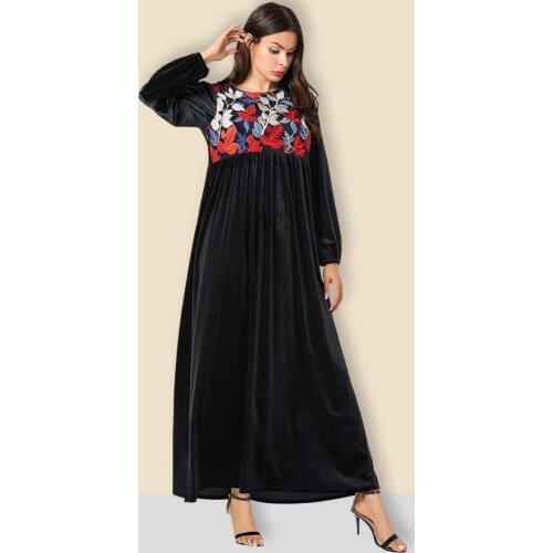 Golden velvet Abayas For Women muslim sets fashion Hijab Abaya Dubai Caftan Dresses Embroidered