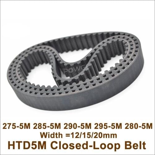 POWGE 275/280/285/290/295 5M Synchronous Belt Teeth=55/56/57/58/59 Closed-Loop Belt S5M HTD5M Timing Belt Pulley 275-5M 290-5M