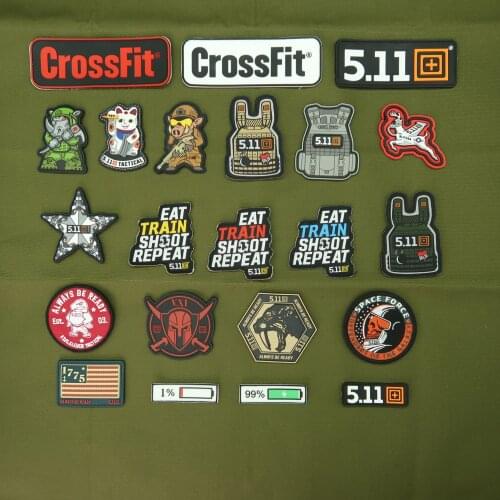 1pcs PVC Embroidered Patches Military Tactics 511 CrossFit Personalized Battery Sparta Boar Sniper Space Force Badge Applique