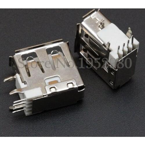 10PCS 2.0 USB Connector Adapter A/F 13.7MM High Flag Type Iron Shell