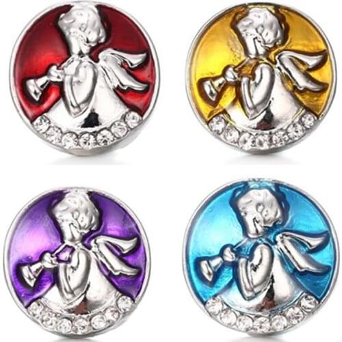 10pcs/lot Fashion Snap Jewelry Buttons Angel Painting Snap Buttons Fit 18mm Snap Bracelets Women Alloy Button DIY Jewelry