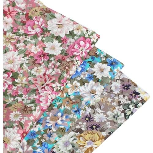 100% Plain Cotton Poplin Pink Yellow Blue Blooming Sunflowers Printed Cotton Poplin Fabric 50x140cm Dot Fabric Patchwork