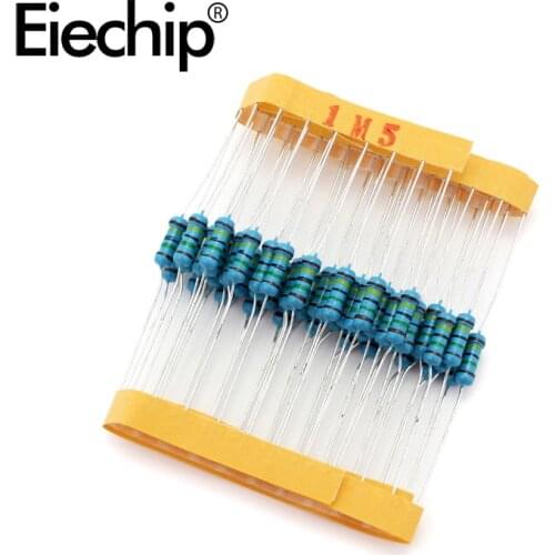 100pcs/lot 0.5W 1 ohm 1% Metal film resistor 1/2W resistance 1.5M Electronic resistors