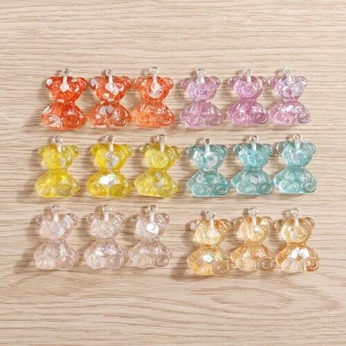 15pcs 18*26mm Cartoon Bear Charms for Making Cute Earrings Pendants Necklaces Keychain DIY Animal Jewelry Findings Accessories